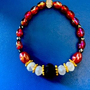 bracelet with green jade green crystals bracelet with black and white crystals